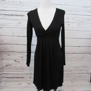Neesha black faux wrap long sleeve dress